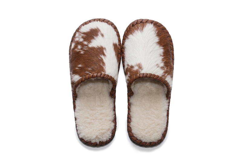 Chaussures d'intérieur Karla  — Vache Brun Pâle & Blanc 
